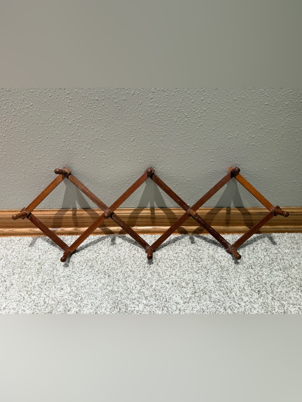 Vintage Expandable Wooden Accordion Peg Wall Coat Rack Hat Hanger 10 Pegs